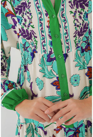 2423 otantik desenli elbise - Justyol