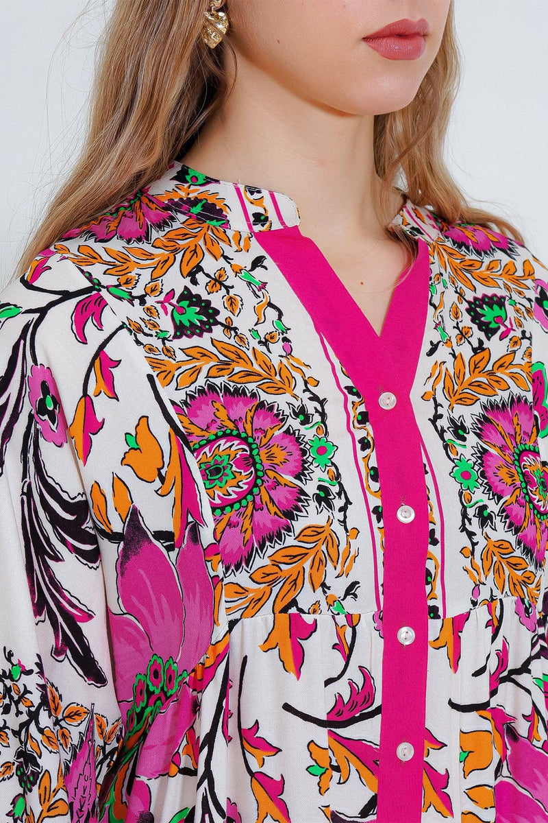2423 Robe longue à motif authentique femme en viscose