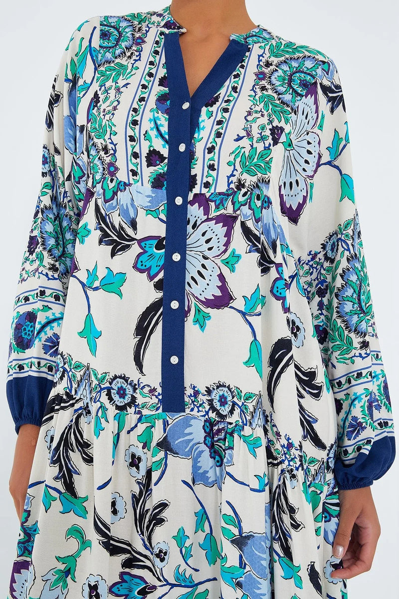 2423 Robe longue à motif authentique femme en viscose