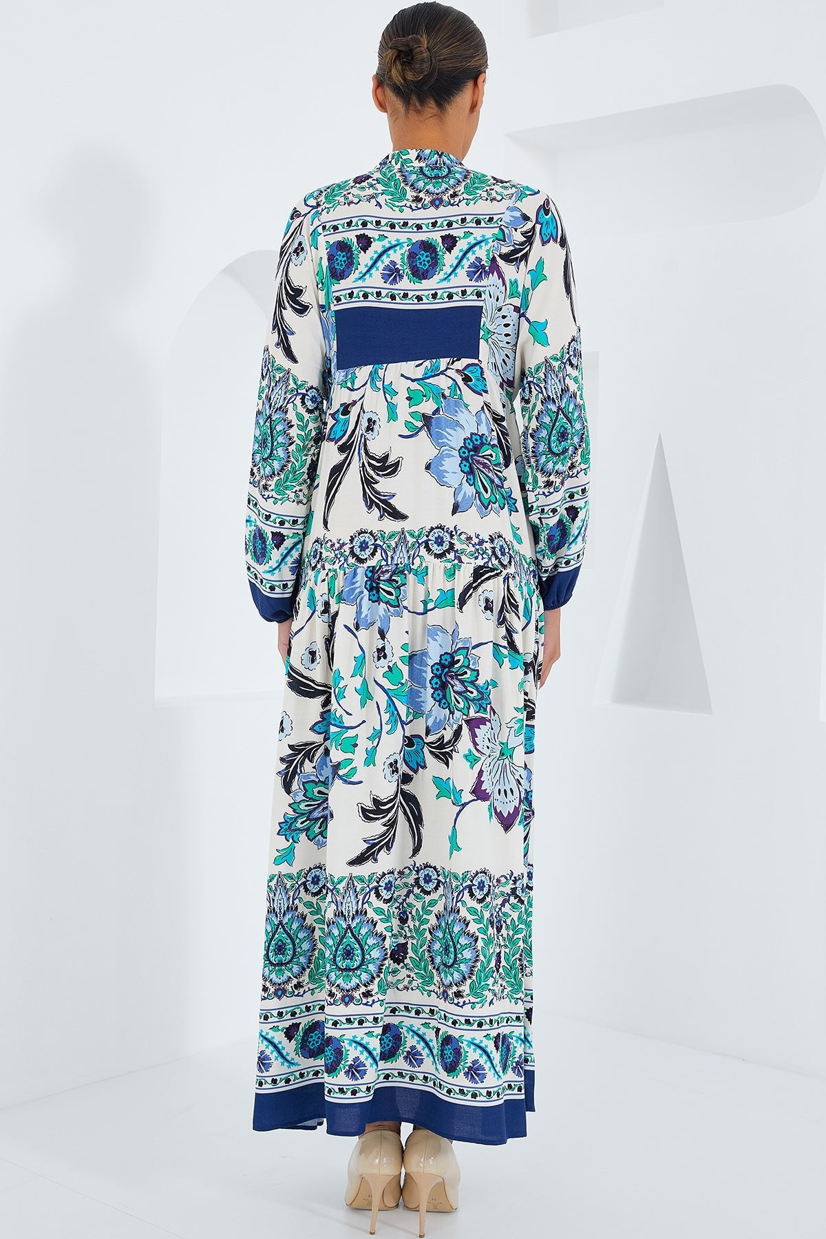 2423 otantik desenli elbise - Justyol