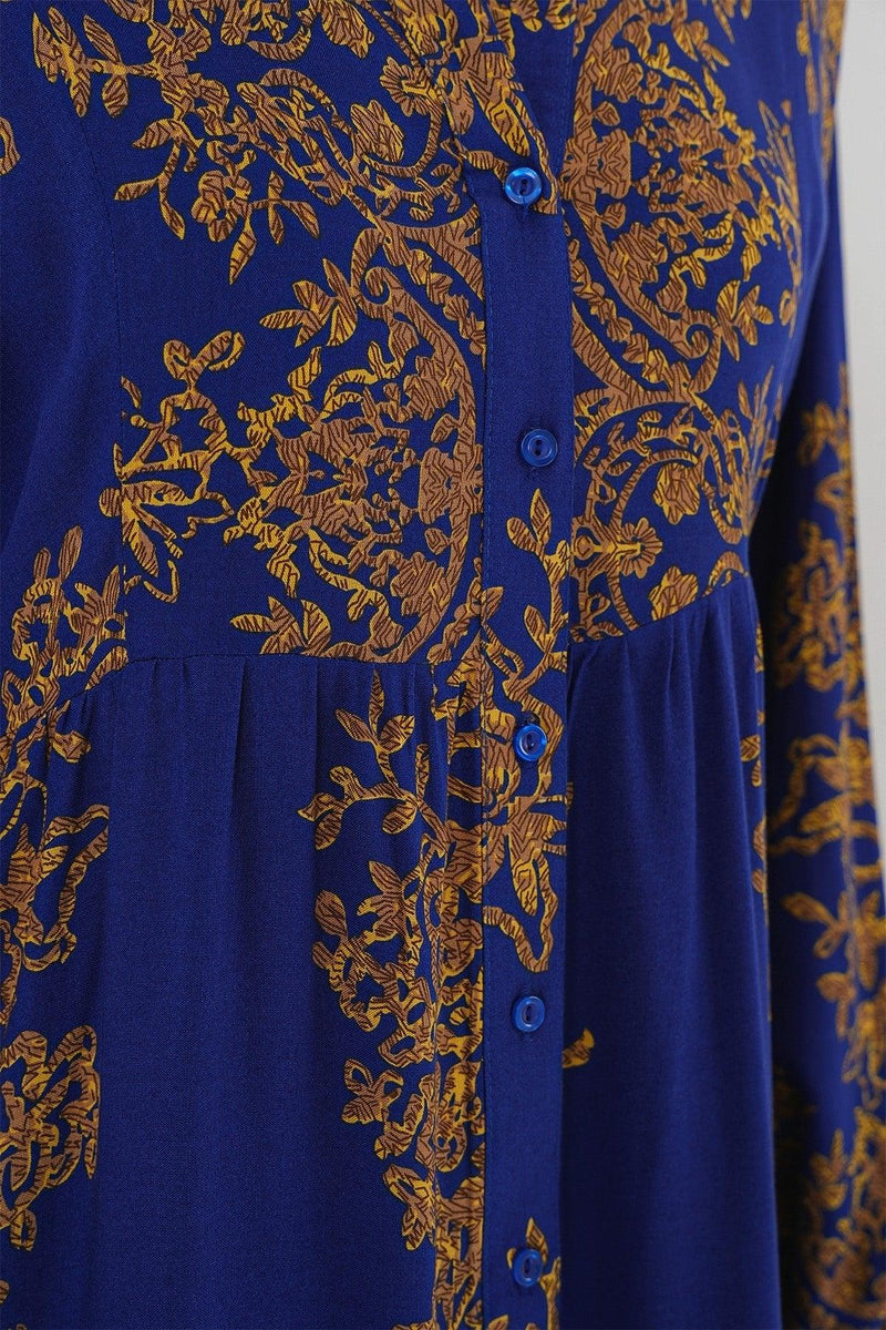 2423 Robe longue à motif authentique femme en viscose