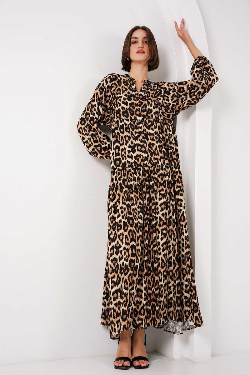 2423 Robe longue à motif authentique femme en viscose