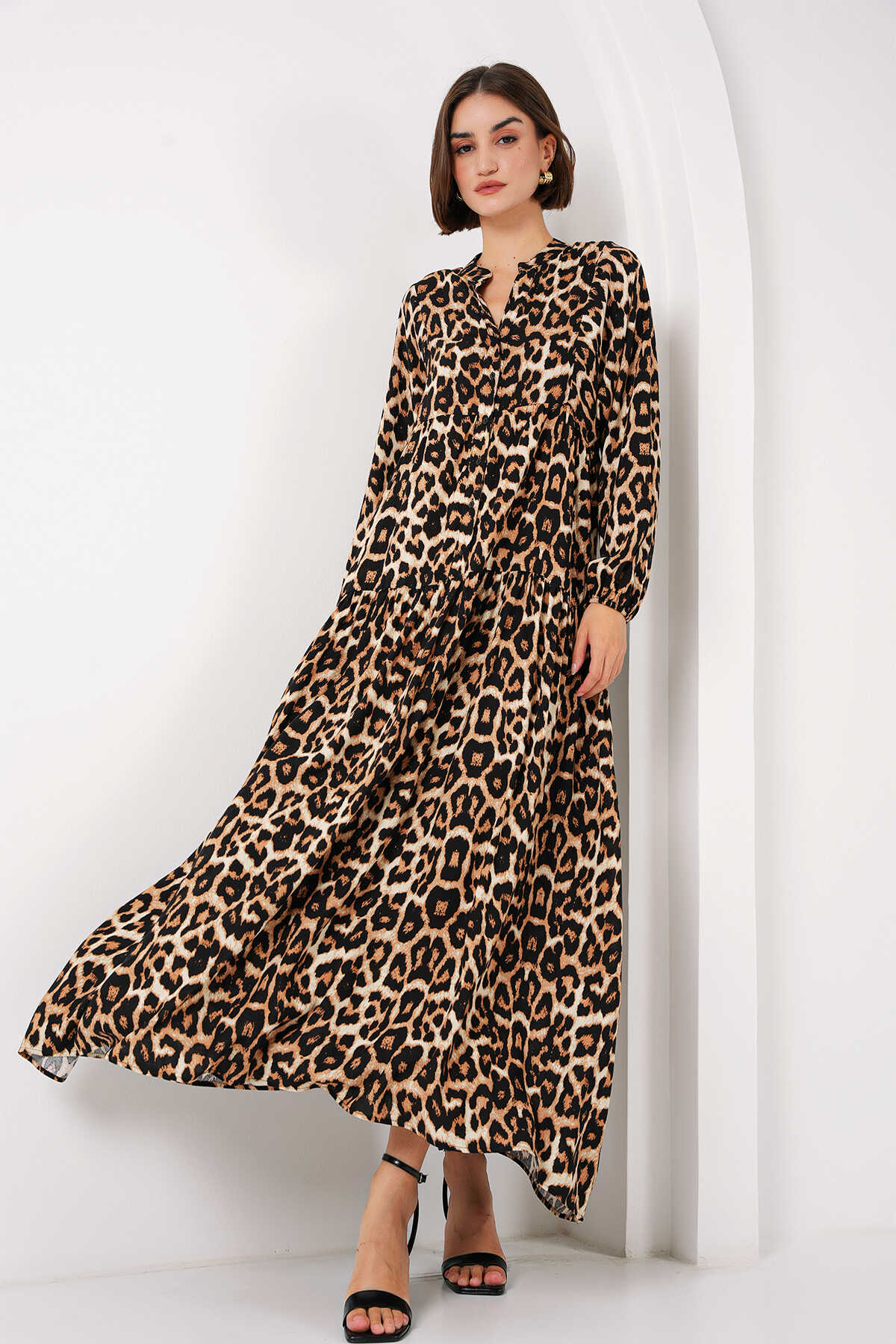 2423 otantik desenli elbise Justyol