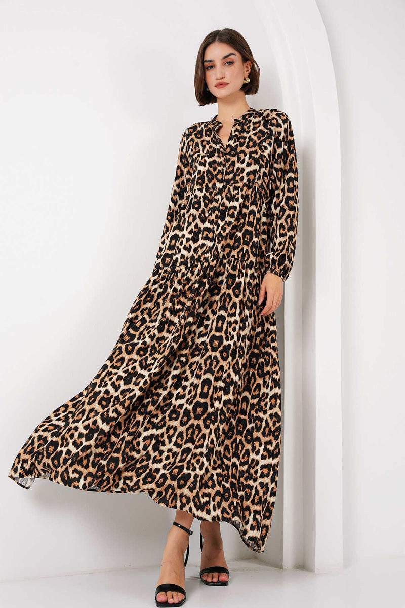 2423 Robe longue à motif authentique femme en viscose