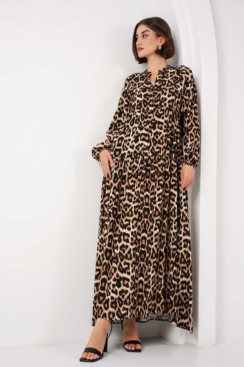 2423 Robe longue à motif authentique femme en viscose
