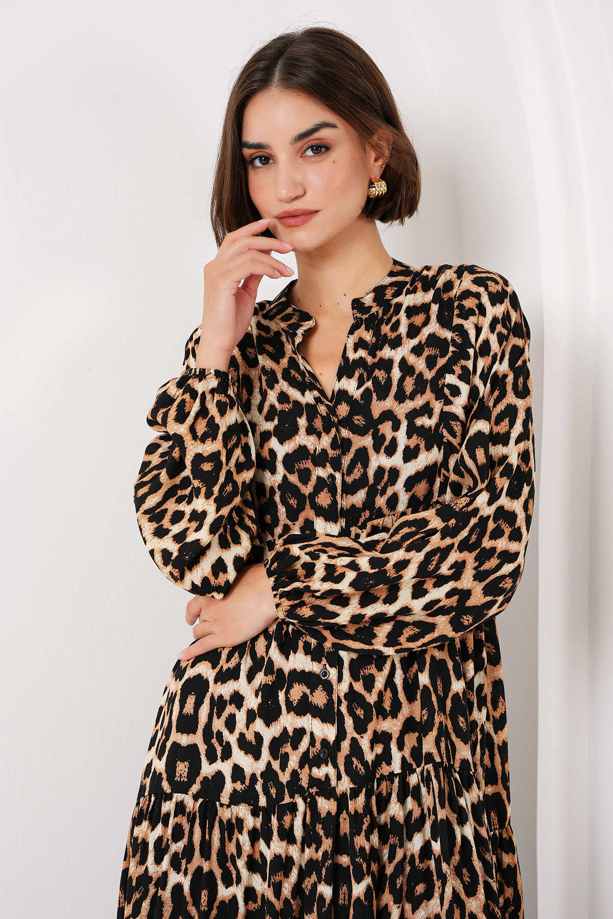 2423 otantik desenli elbise Justyol