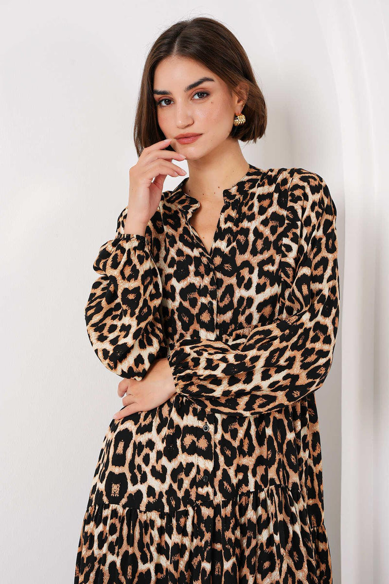 2423 Robe longue à motif authentique femme en viscose