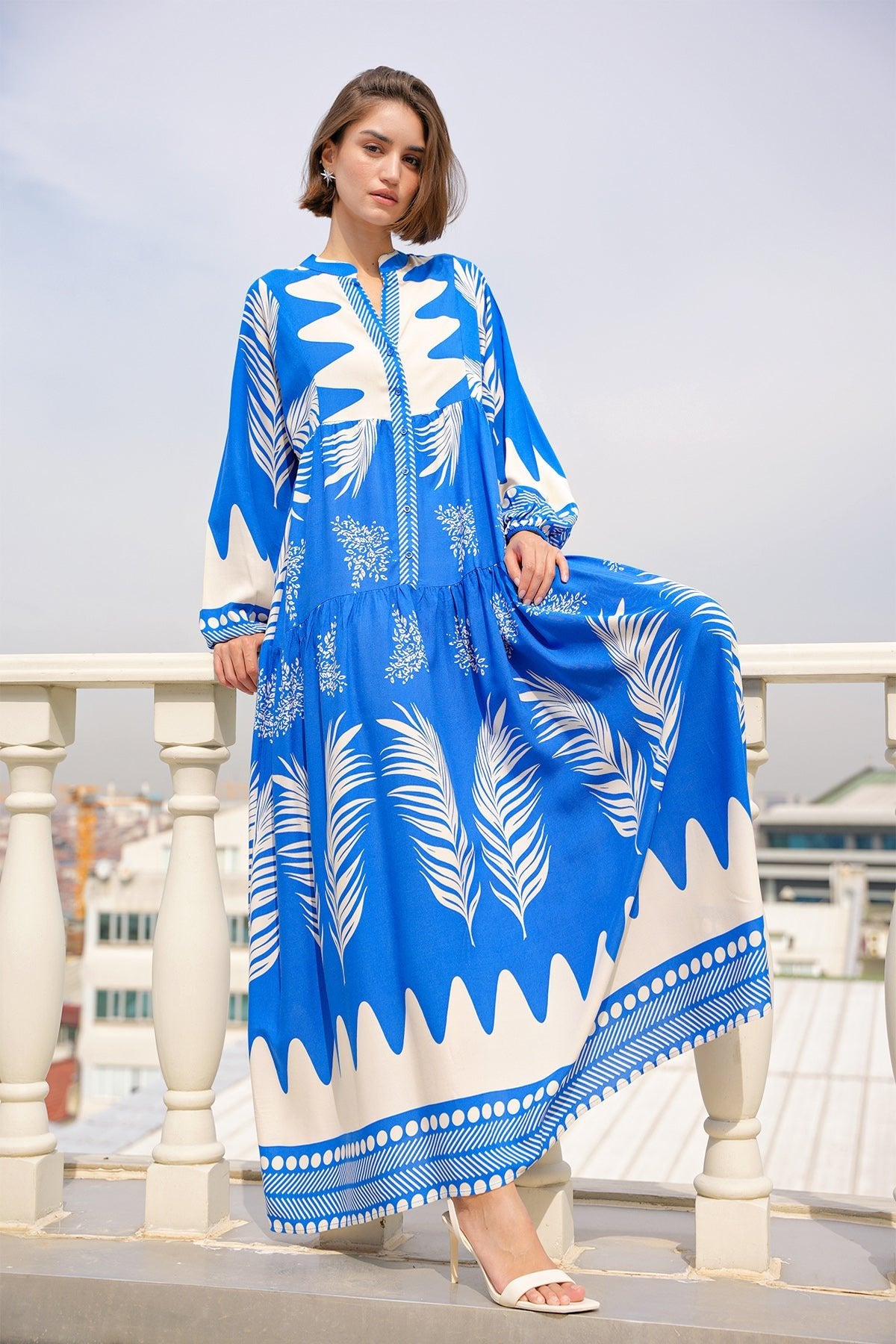 2423 otantik desenli elbise - Justyol