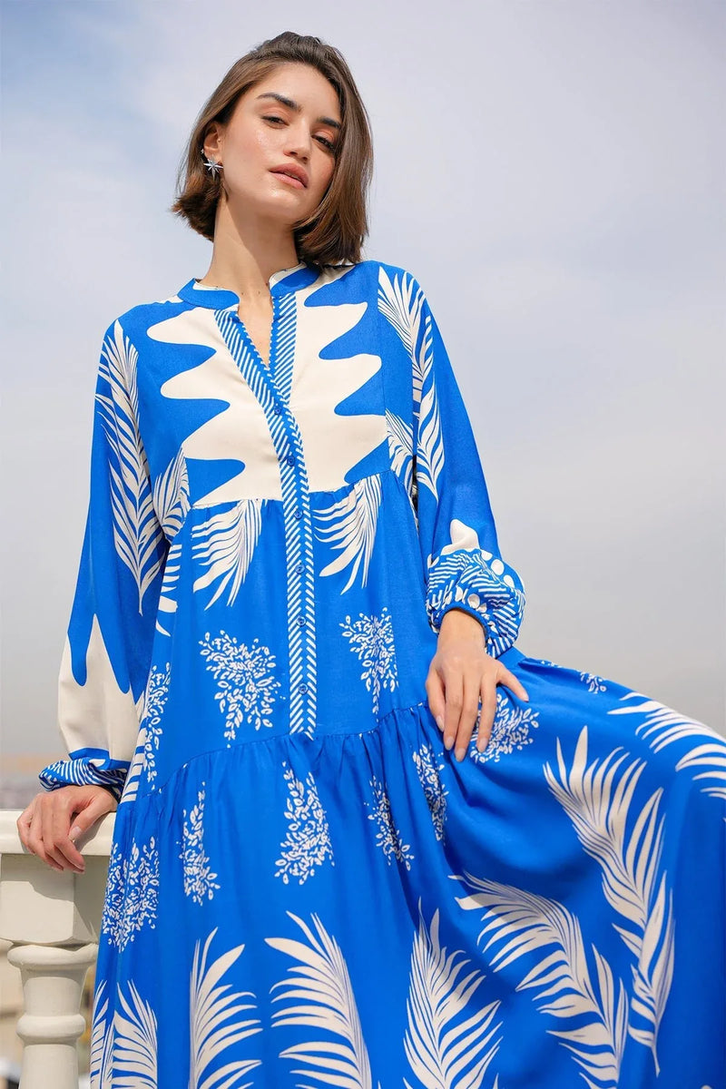2423 Robe longue à motif authentique femme en viscose