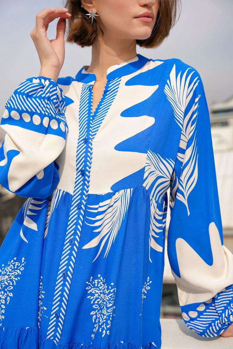 2423 Robe longue à motif authentique femme en viscose