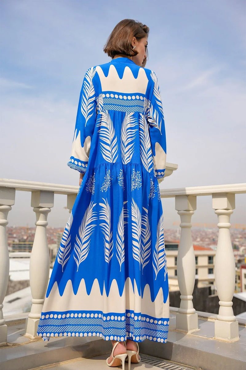 2423 Robe longue à motif authentique femme en viscose