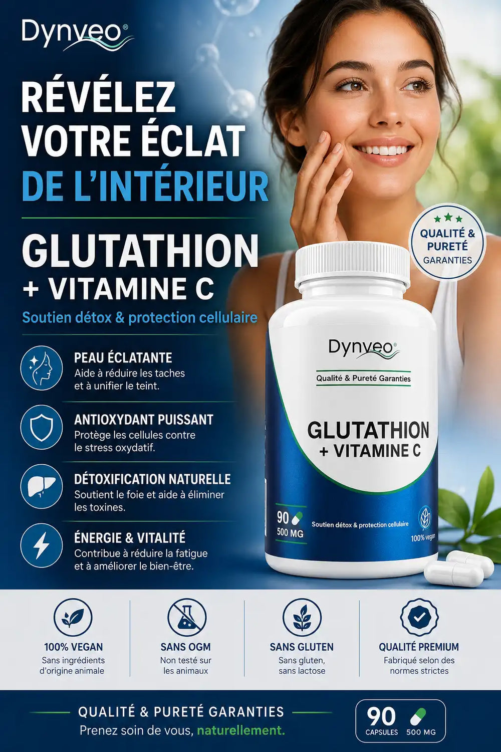 Glutathion 500 mg + Vitamine C – 90 Gélules