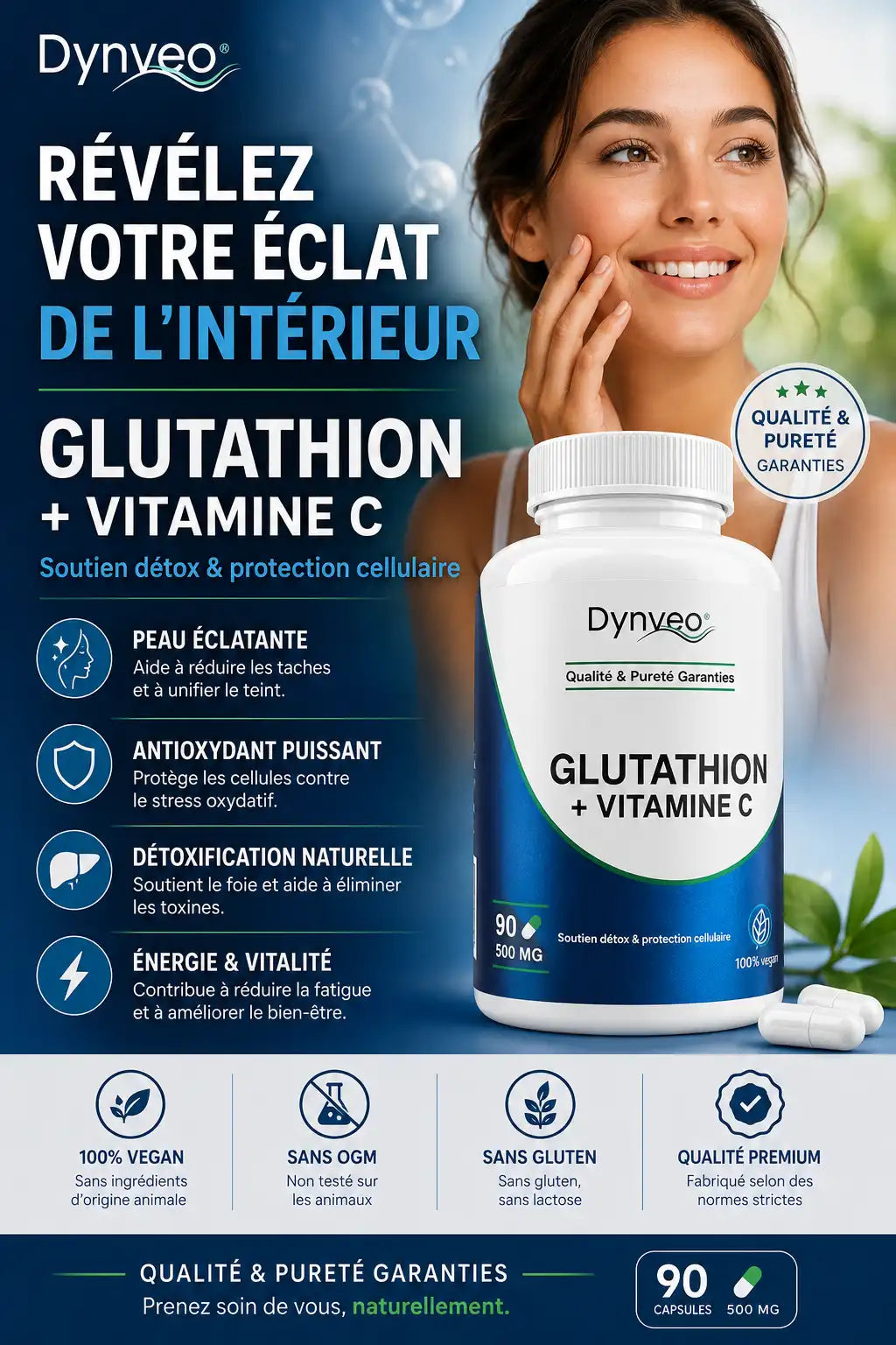 Glutathion 500 mg + Vitamine C – 90 Gélules