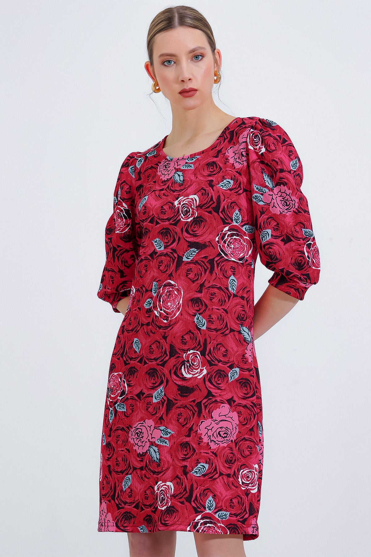 <tc>Robe midi à motif floral pour femme 2477.</tc>