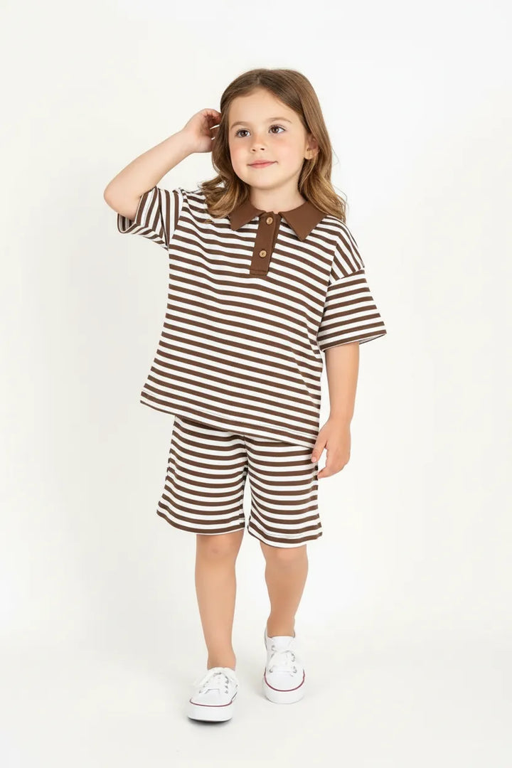Ensemble Fille 2 Pièces en Tissu Lacoste Rayé