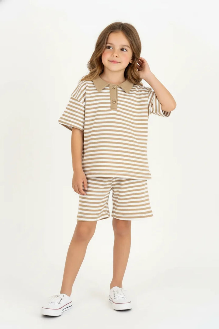 Ensemble Fille 2 Pièces en Tissu Lacoste Rayé