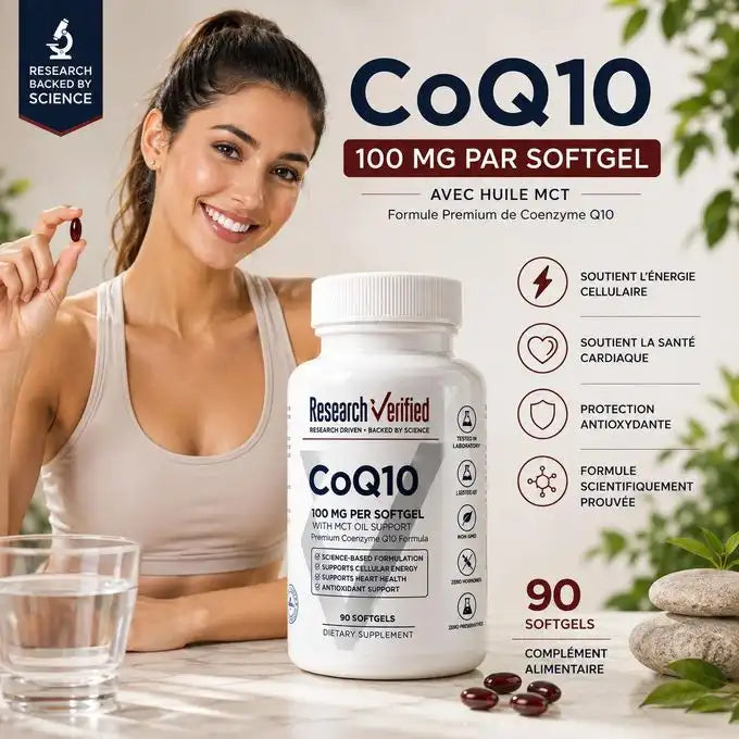 CoQ10 100 mg + Huile MCT – 90 Softgels