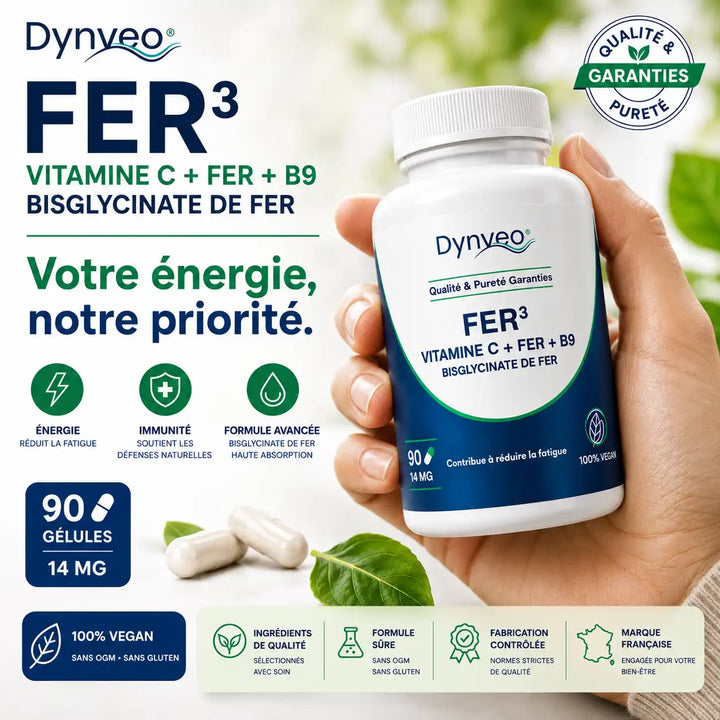Fer Bisglycinate + Vitamine C + Lactoferrine – 60 Gélules