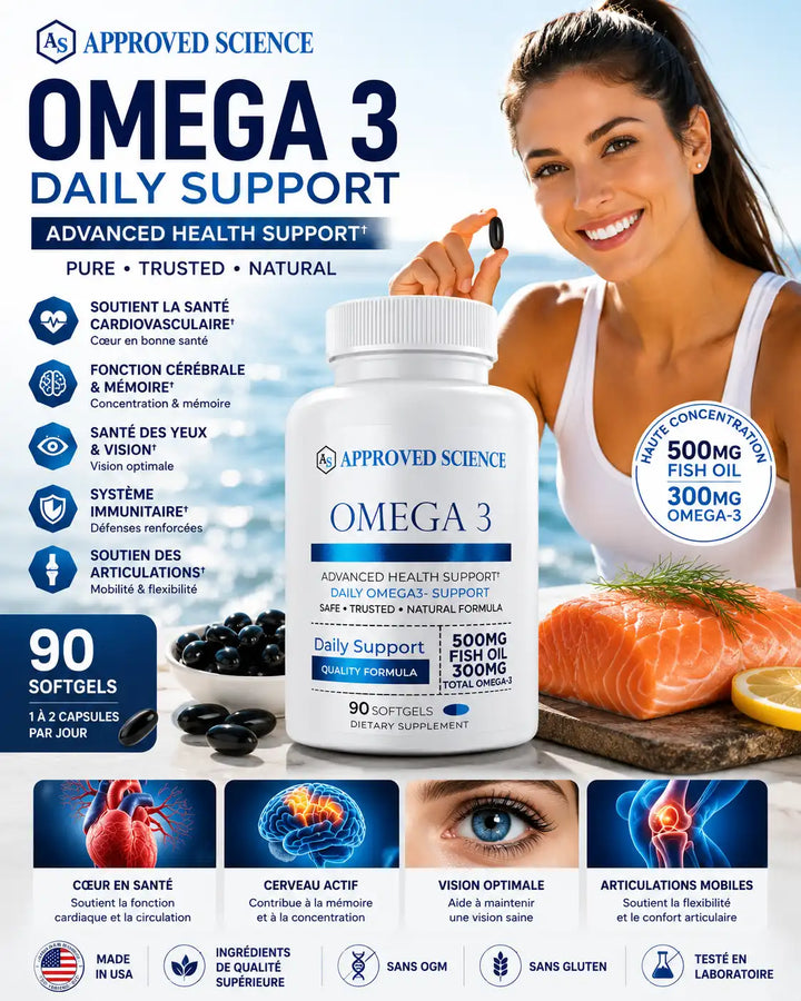 Oméga 3 – Huile de Poisson 500 mg, Oméga 3 300 mg – 90 Softgels