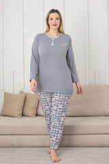 <tc>"Ensemble de pyjama long à manches pour grande taille en coton à motifs, modèle X-Dreamy."</tc>