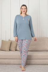 <tc>"Ensemble de pyjama long à manches pour grande taille en coton à motifs, modèle X-Dreamy."</tc>