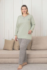 <tc>"Ensemble de pyjama long à manches pour grande taille en coton à motifs, modèle X-Dreamy."</tc>