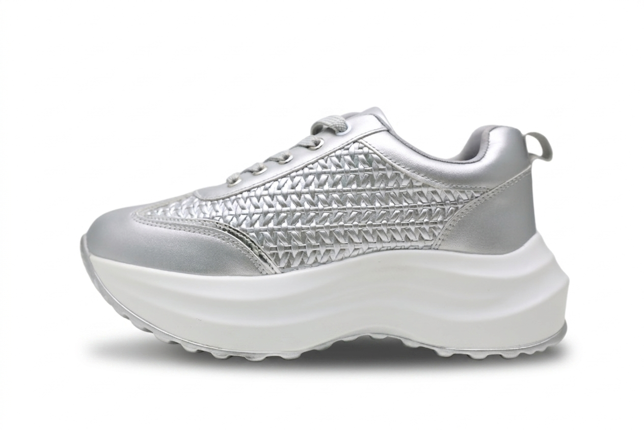 Baskets Plateforme Femme Chunky Effet Tressé Confortables