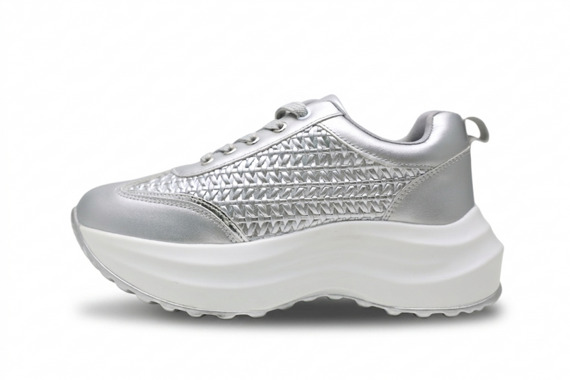 Baskets Plateforme Femme Chunky Effet Tressé Confortables