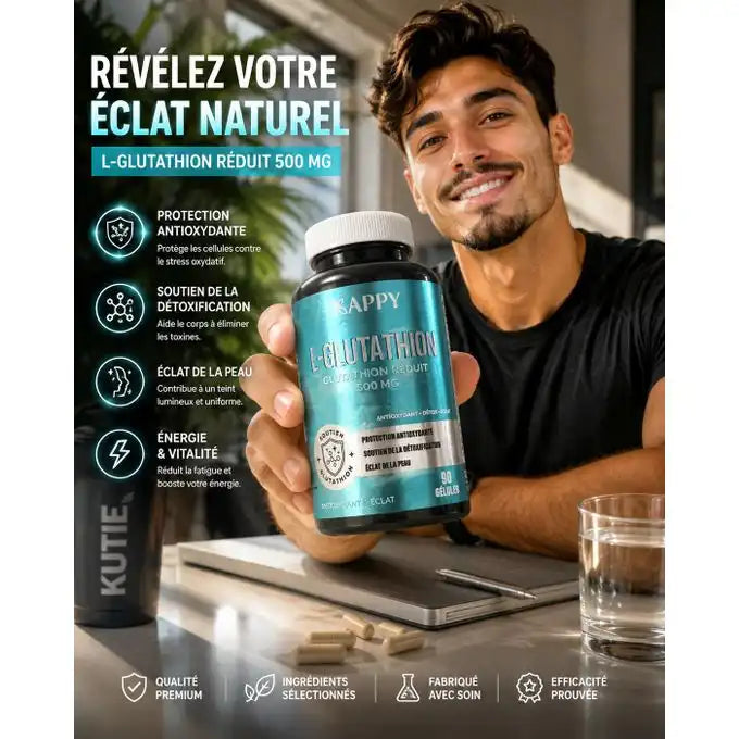 L-Glutathion Réduit 500 mg – 90 Gélules | Antioxydant & Éclat