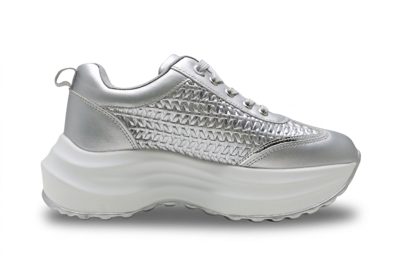 Baskets Plateforme Femme Chunky Effet Tressé Confortables