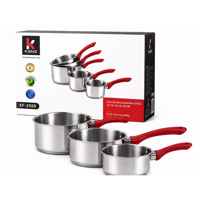 Kenz 5 Casseroles en Acier Inoxydable Manches Ergonomiques