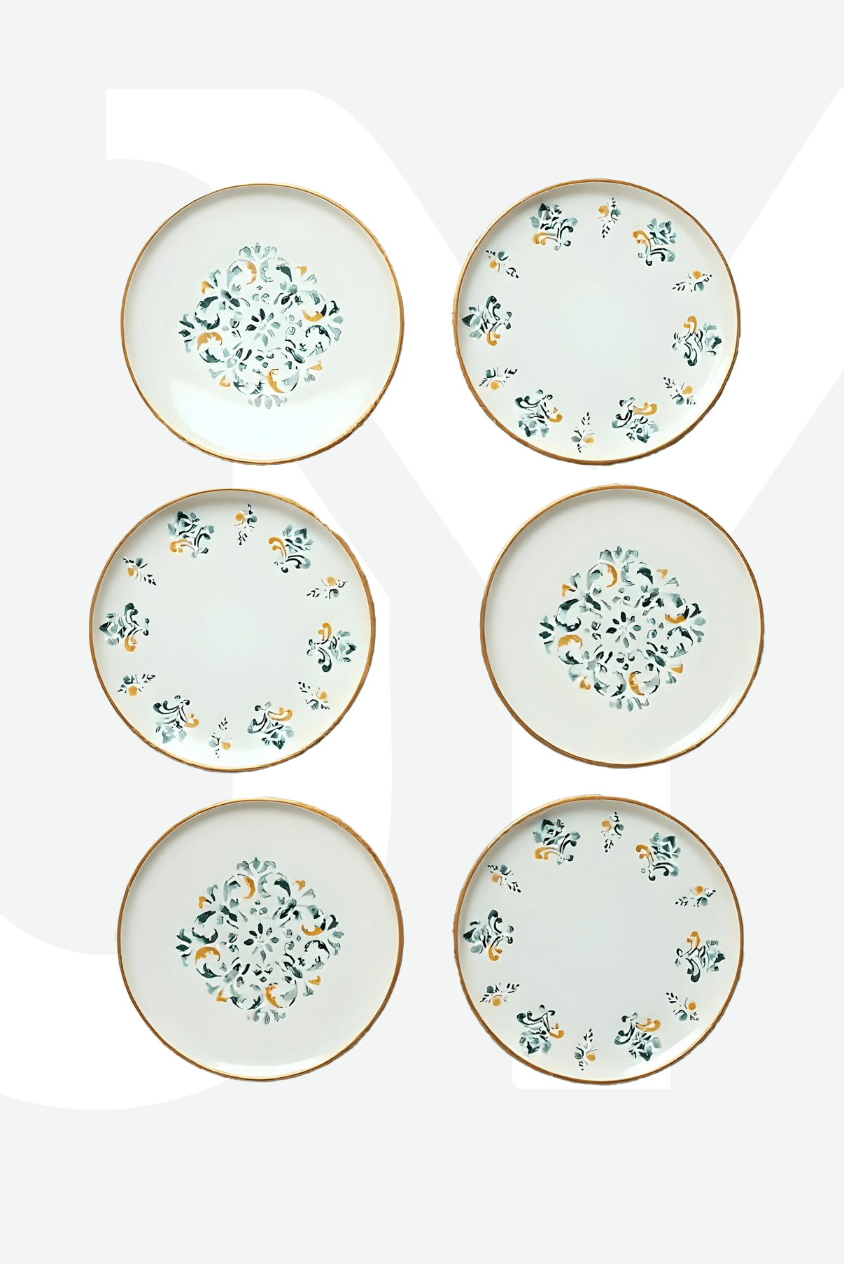 14 Parça 6 Kişilik D - Harma Stackable Kahvaltı Takımı Lüx Kahvaltılık Sunum Seti Tabağı - Justyol