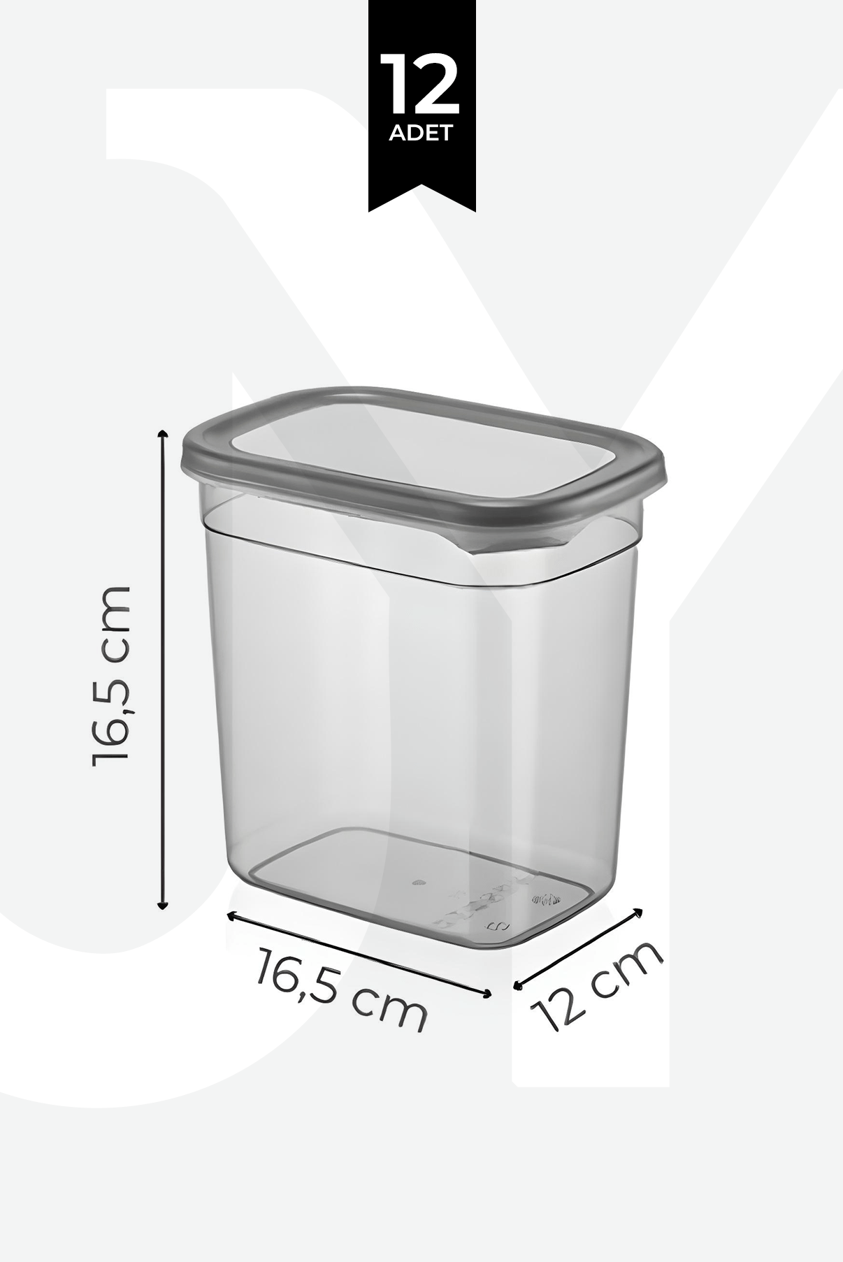 12 Adet Jumbo Boy Dikdörtgen Saklama Kabı Seti - 2000 Ml Süper Set - Justyol