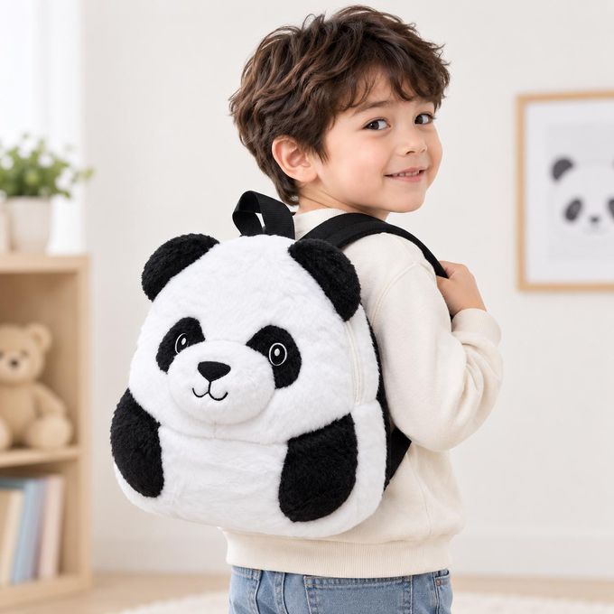 Sac à dos Panda en peluche – cartable 3D Noir & Blanc