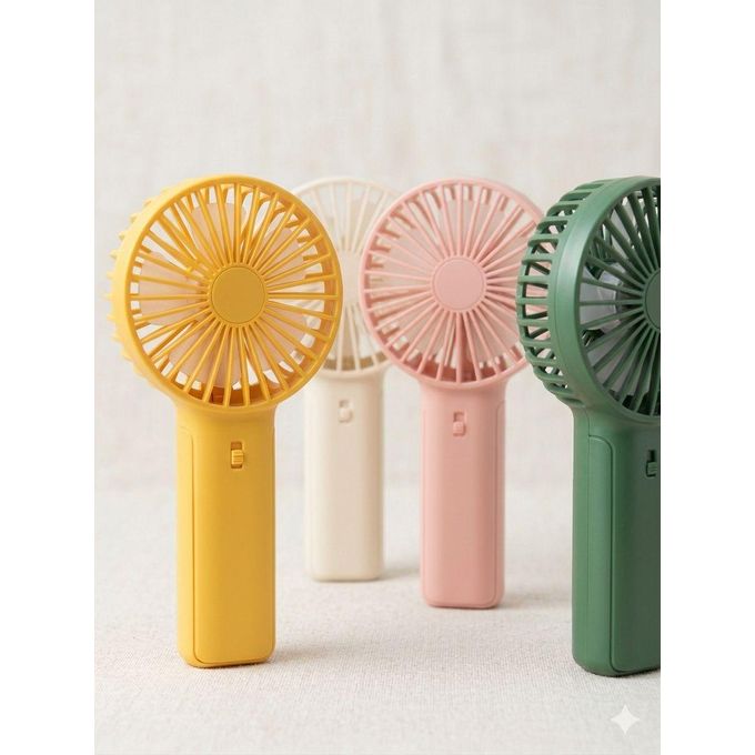 Mini ventilateur jaune portable rechargeable – USB, puissant, silencieux, pour bureau, maison ou voyage