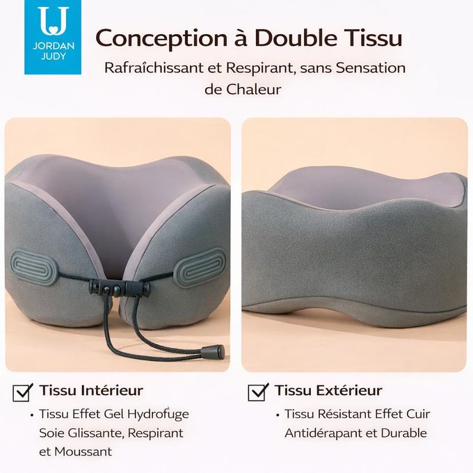Oreiller de Voyage Ergonomique en U – Mousse à Mémoire de Forme, Soutien 360°, Housse Lavable