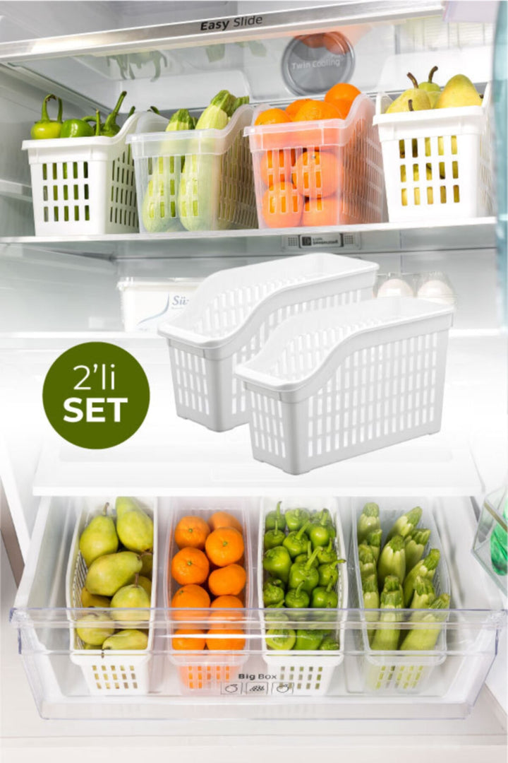 Lot de 2 organiseurs de réfrigérateur sans BPA – Rangement pratique et sécurisé