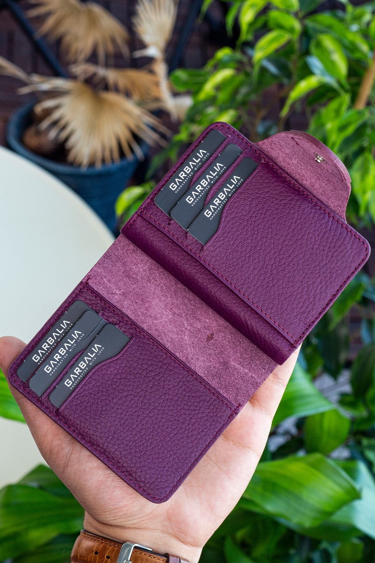 Luzern Hakiki Deri Ek Kartlıklı Mürdüm Unisex Cüzdan - Justyol