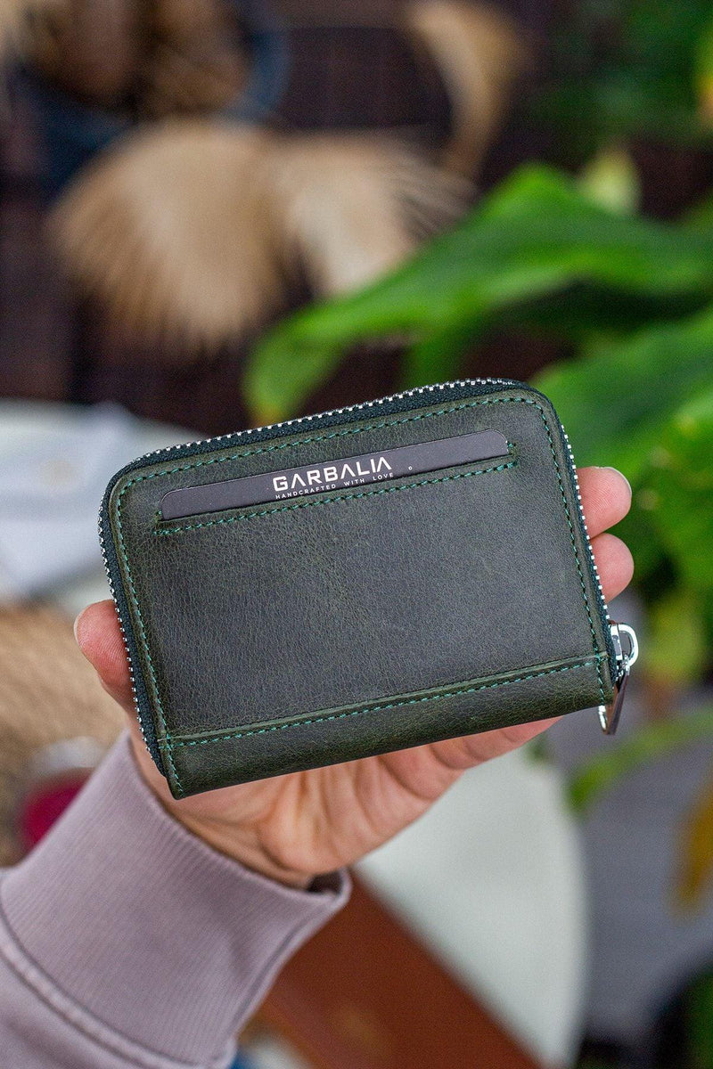 Portefeuille unisexe en cuir véritable Crazy Leather zippé avec porte-monnaie – Taba Sydney