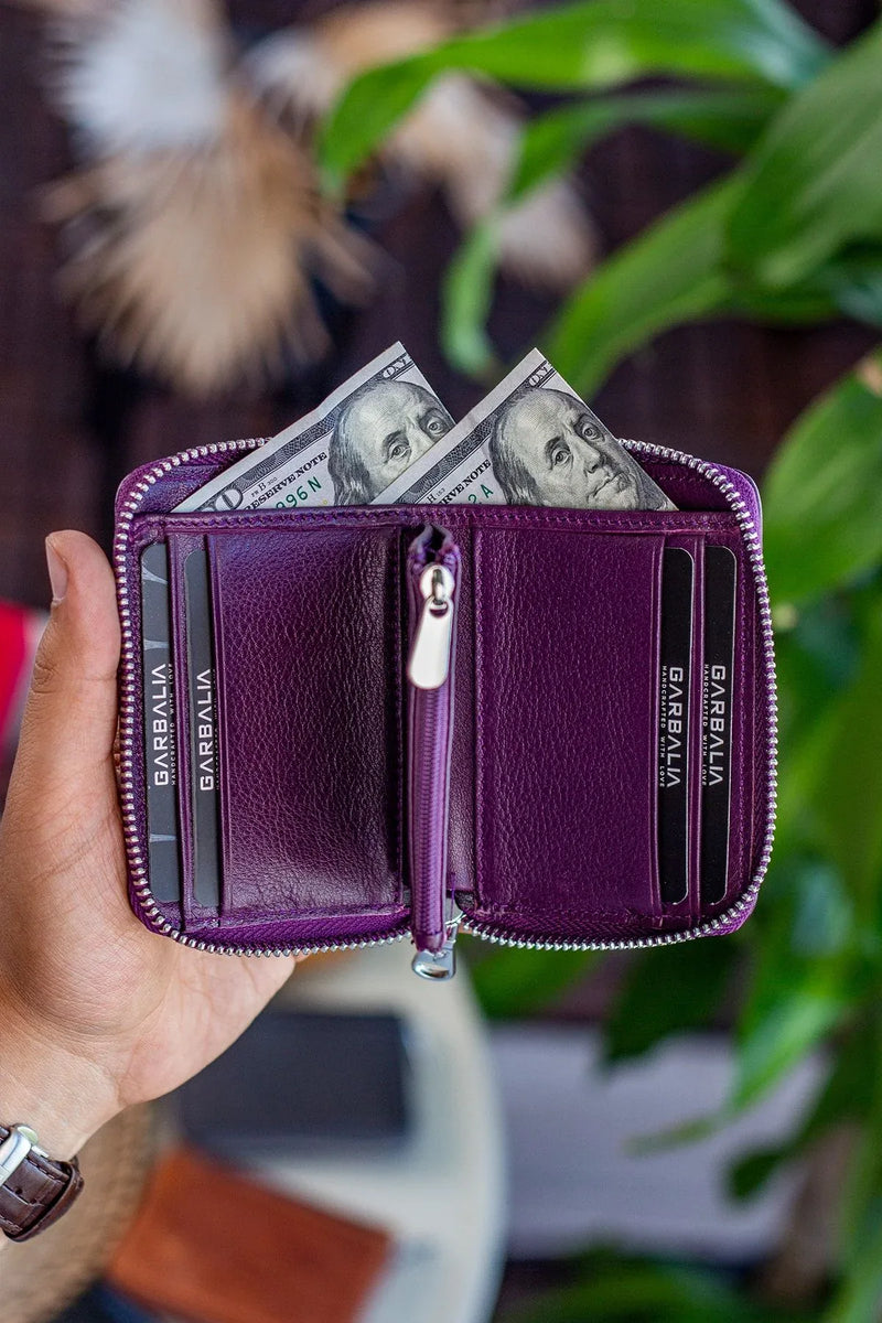 Portefeuille unisexe en cuir véritable Crazy Leather zippé avec porte-monnaie – Taba Sydney