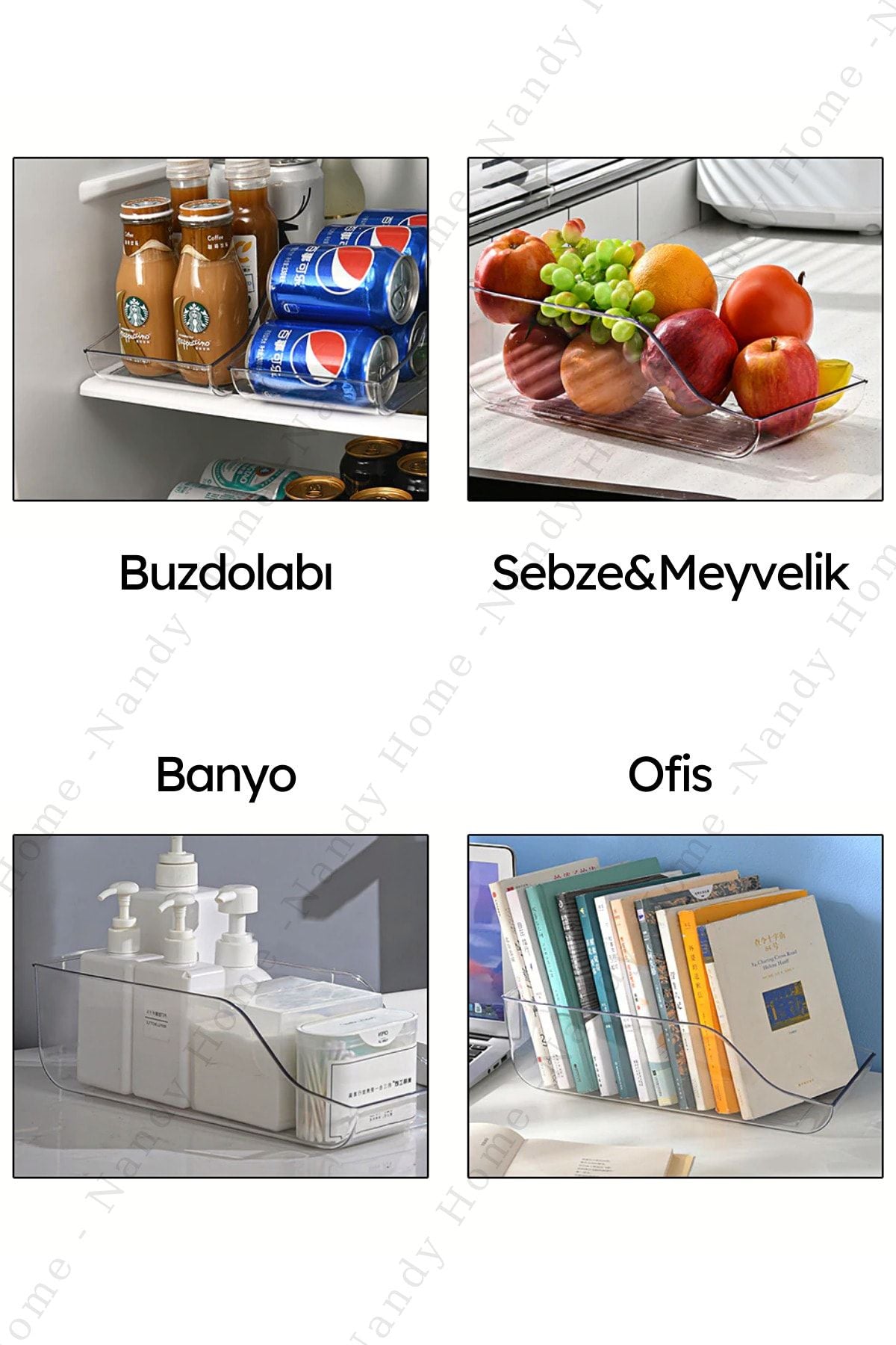 Çok Amaçlı Içecek, Buzdolabı & Dolap Içi Düzenleyici Küçük Boy 2 Adet JHome