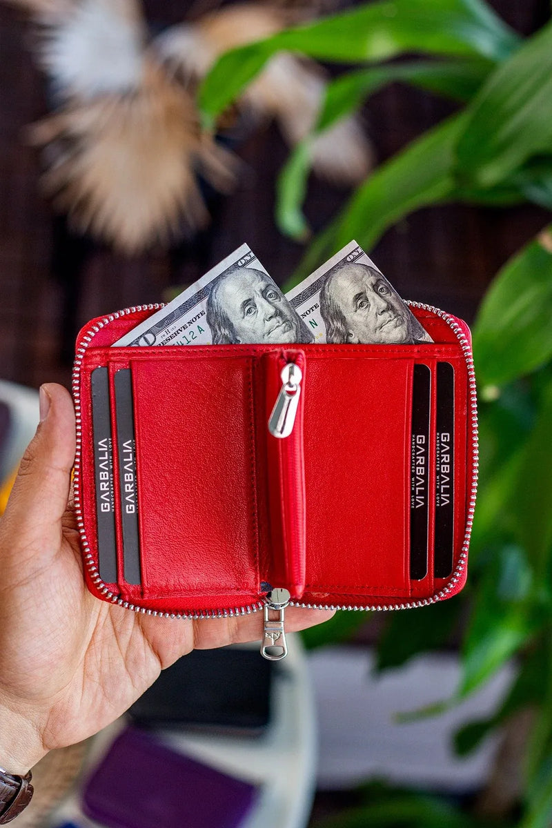 Portefeuille unisexe en cuir véritable Crazy Leather zippé avec porte-monnaie – Taba Sydney