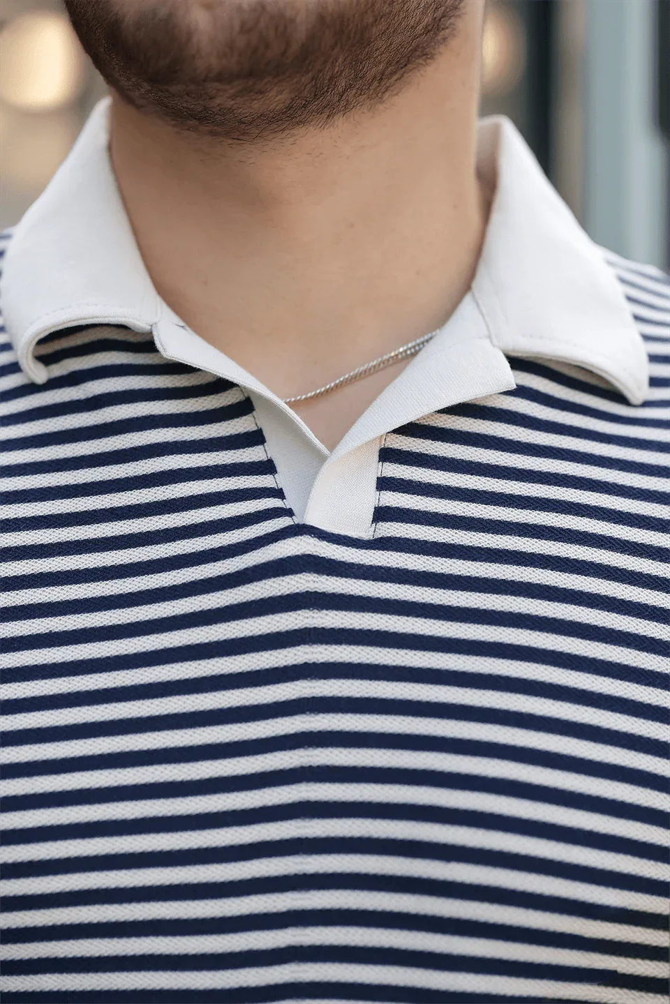 polo homme à rayures tricotées confortable - Justyol