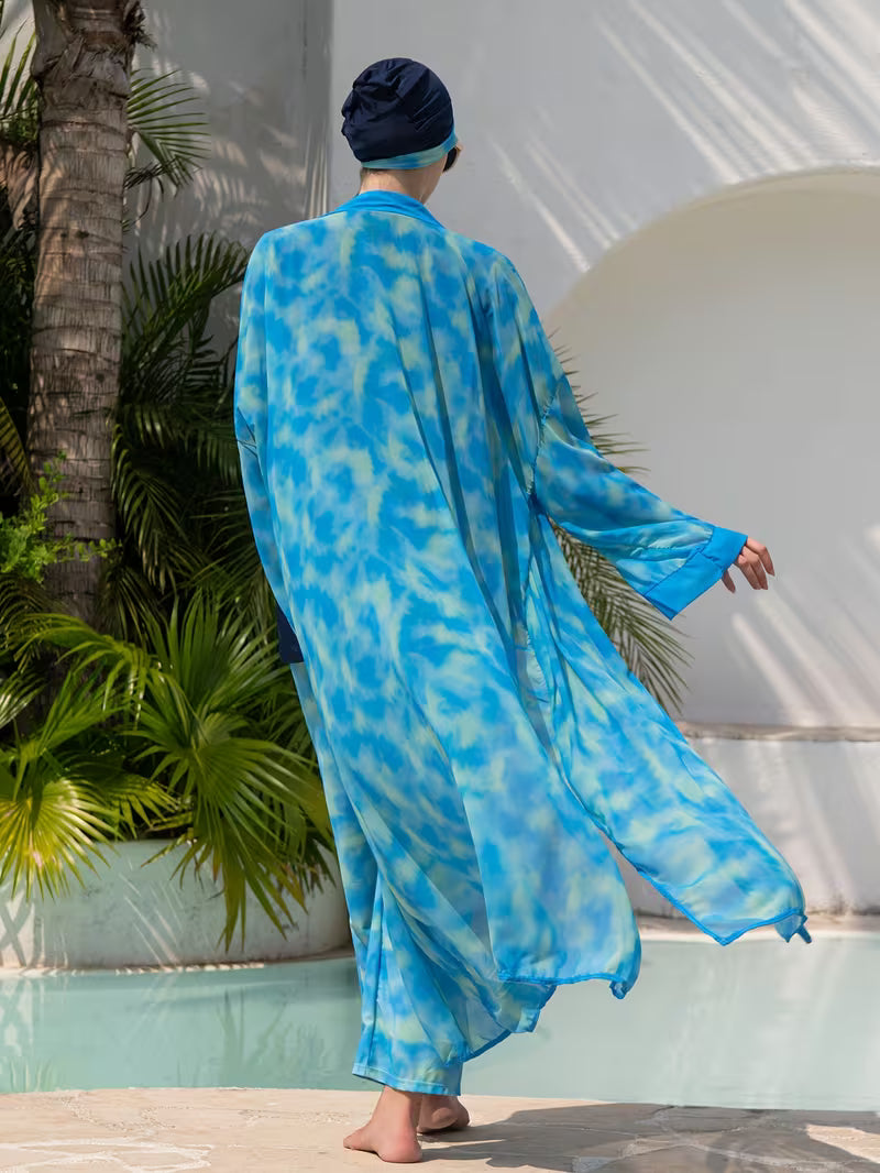Ensemble Plage Femme 4 Pièces en Polyester – Maillot, Pantalon & Kimono