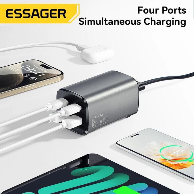 Chargeur GaN Puissant et Compact – Essager 67W pour Recharge Ultra-Rapide