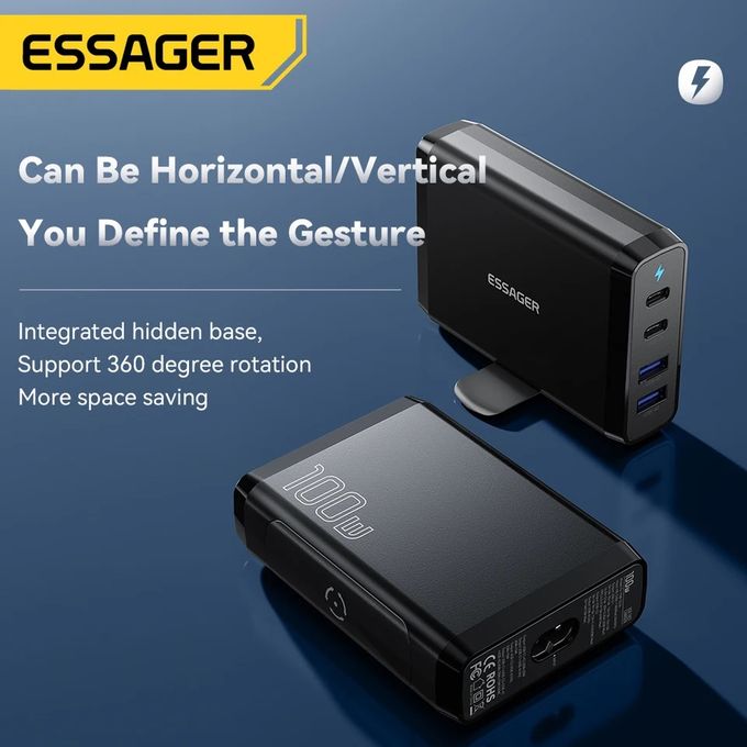 Essager Chargeur GaN de bureau 100W, Charge rapide 4 en 1
