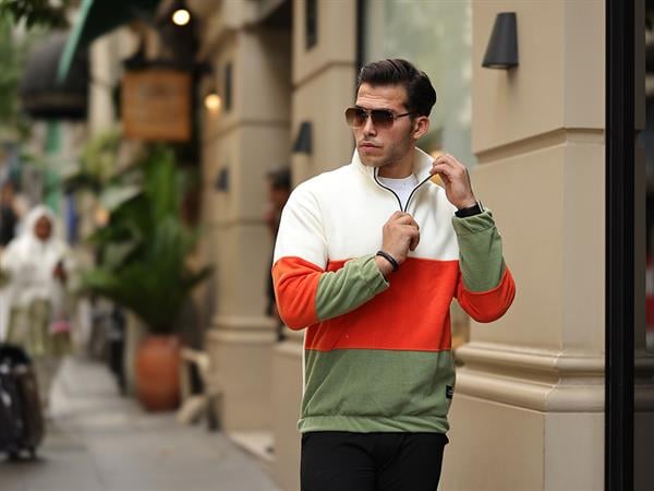 3 Renk Yarım Fermuar Polar Sweatshirt - Justyol