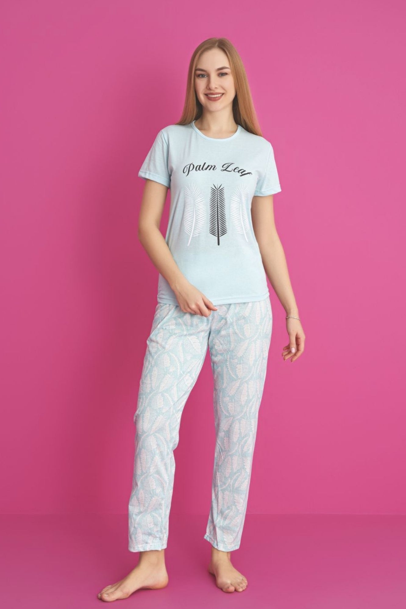 dreamy pamuklu desenli kisa kollu pijama takimi - Justyol