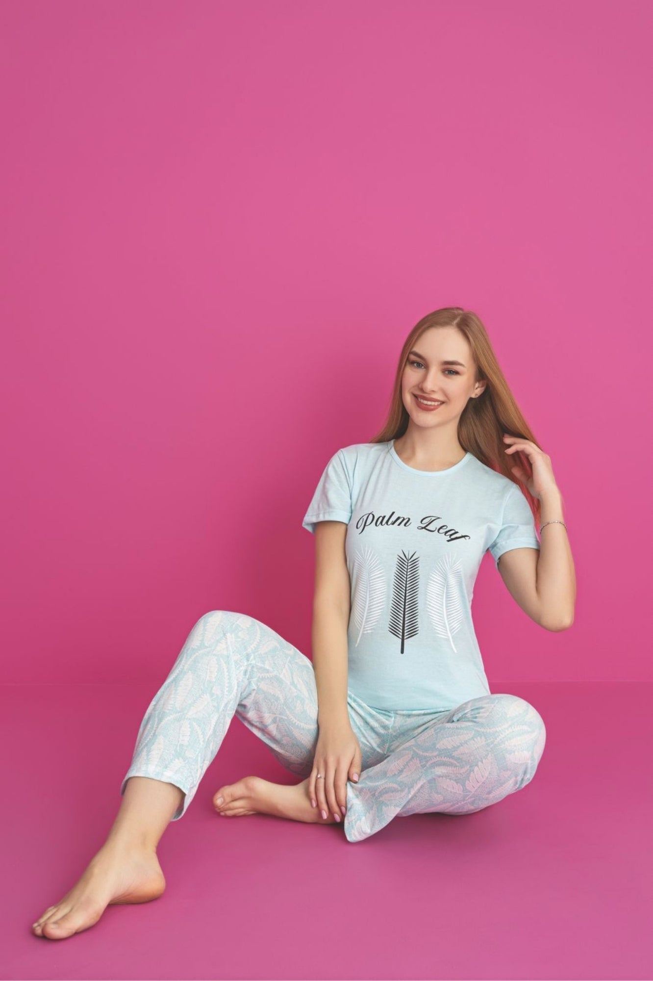 dreamy pamuklu desenli kisa kollu pijama takimi - Justyol