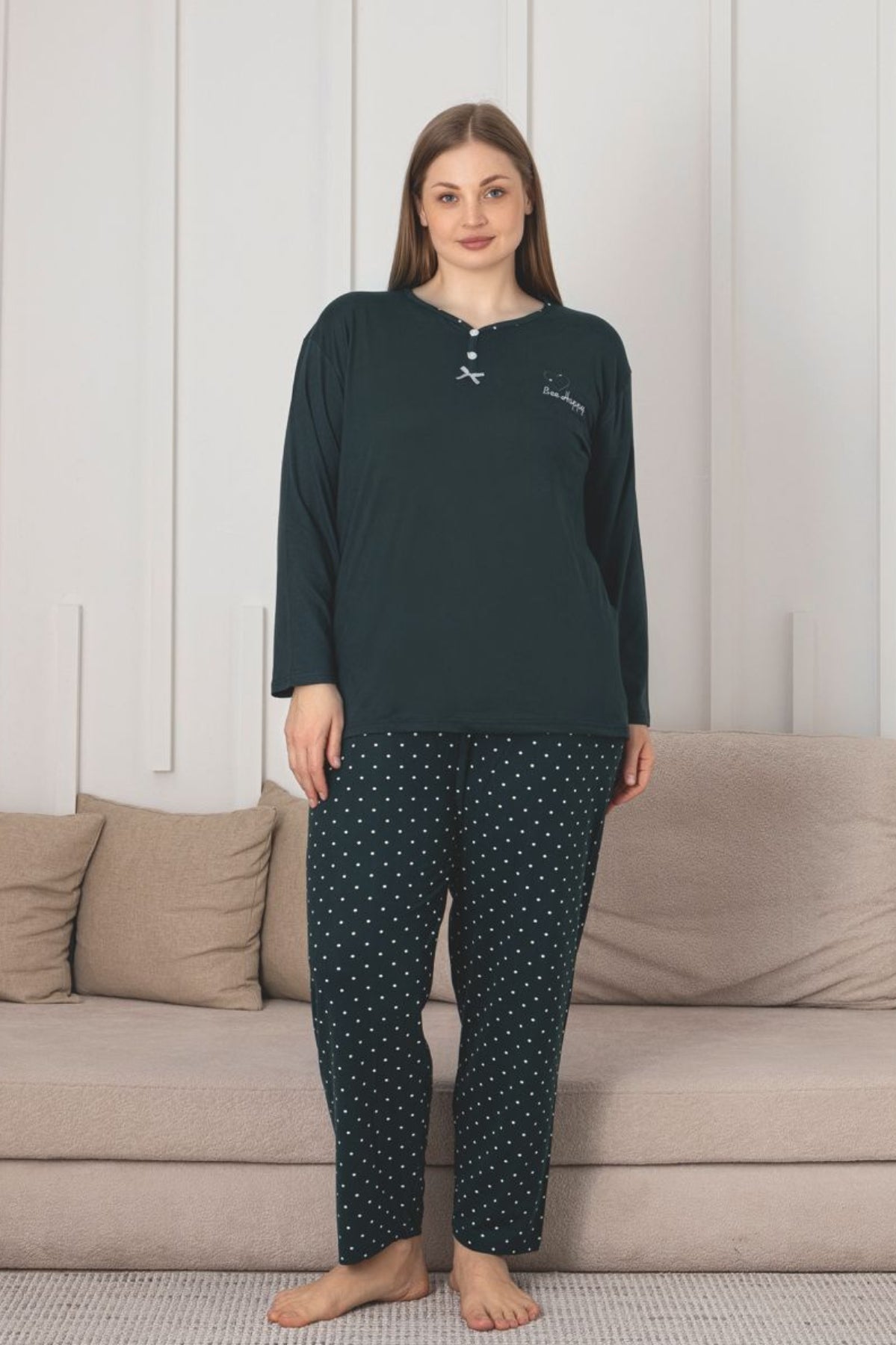 <tc>X-Dreamy grande taille pyjama homme à manches longues avec motif en bambou.</tc>